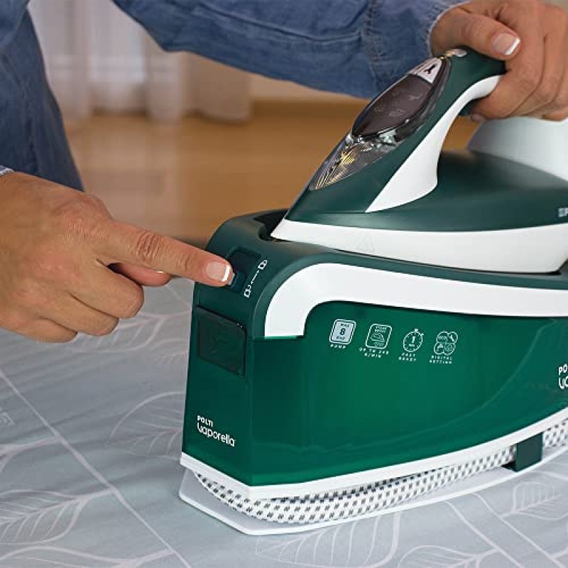 Polti Vaporella Express VE30.20, Ferro da Stiro Generatore di Vapore, Pressione Pompa fino a 8 Bar, Potenza 2200 W, Funzione Eco, Tecnologia One Temperature, Digital Setting, Verde e Bianco - Bianco E Verde