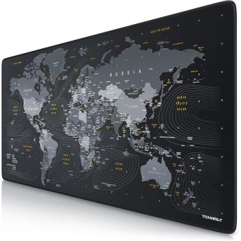 CSL-Computer TITANWOLF - Tappetino per mouse XXL Speed Gaming Titanwolf mappa del mondo 900 x 400 mm – XXL Mousepad – Sottomano grande dimensione – migliora la precisione e la velocità - Größe XXL Typ 5