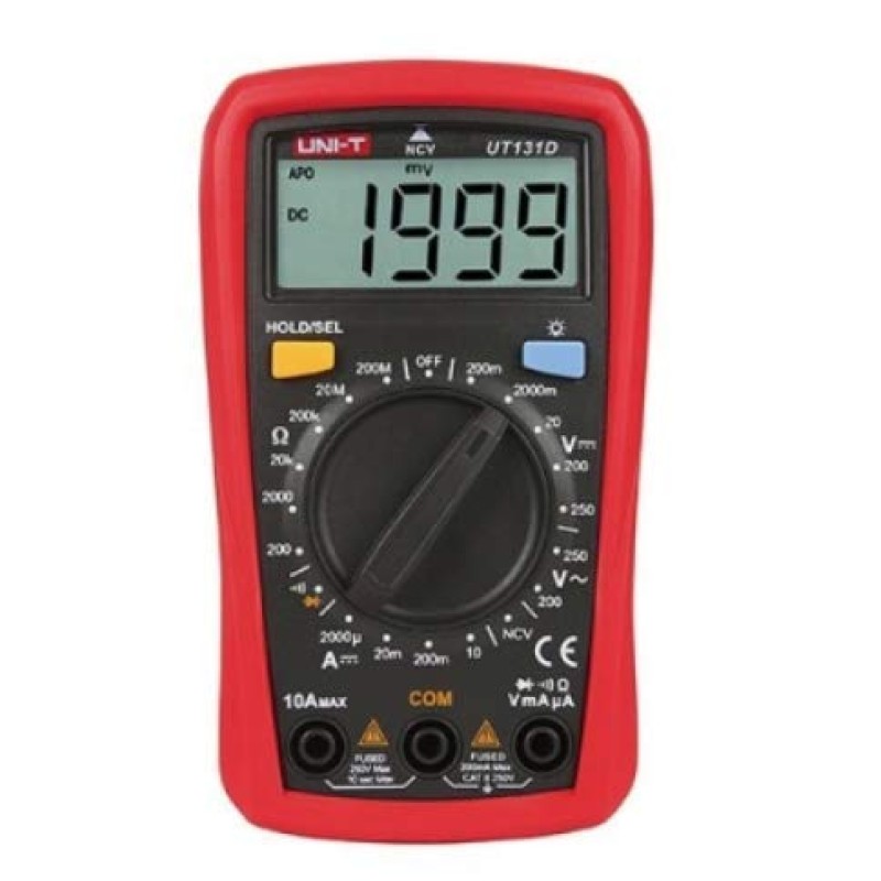 Uni-T UT131D UT131 Series Palm Multimeter, 200V-250V AC, 2000µA-10A, Red/Grey