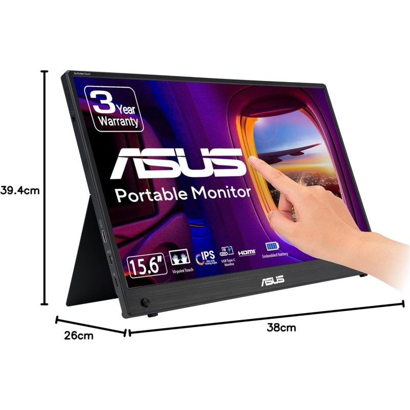 ASUS ZenScreen Touch MB16AMTR Monitor Portatile da 16” pollici (15,6) IPS FHD (1920x1080), Batteria Integrata, Mini-HDMI, Tecnologia Anti-sfarfallio e Filtro Luci Blu, Nero ASUS ZenScreen Touch MB16AMTR Monitor Portatile da 16” pollici (15,6) IPS FHD (1920x1080), Batteria Integrata, Mini-HDMI, Tecnologia Anti-sfarfallio e Filtro Luci Blu, Nero