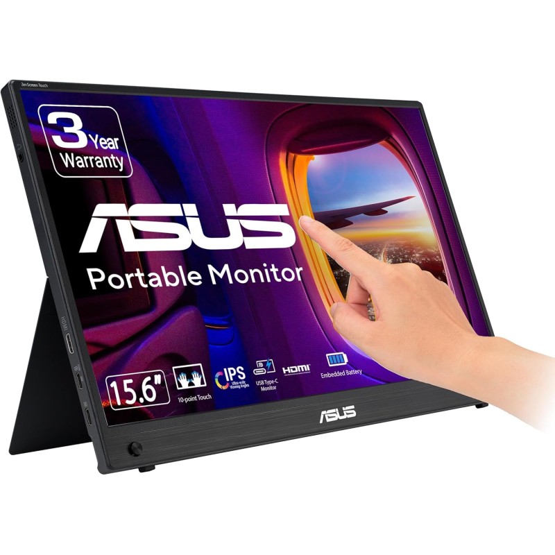 ASUS ZenScreen Touch MB16AMTR Monitor Portatile da 16” pollici (15,6) IPS FHD (1920x1080), Batteria Integrata, Mini-HDMI, Tecnologia Anti-sfarfallio e Filtro Luci Blu, Nero ASUS ZenScreen Touch MB16AMTR Monitor Portatile da 16” pollici (15,6) IPS FHD (1920x1080), Batteria Integrata, Mini-HDMI, Tecnologia Anti-sfarfallio e Filtro Luci Blu, Nero