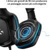 Logitech G G432 Cuffie Gaming Cablate, Audio Surround 7.1, DTS: x 2.0, Driver 50 mm, ‎Jack USB 3.5 mm, Microfono Flip-to-Mute, Leggere, PC/Mac/Xbox One/PS4/Nintendo ‎Switch, Nero/Blu