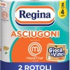 Regina Asciugoni, 2 Rotoli di Carta Cucina a 2 Veli - 2 Rotoli