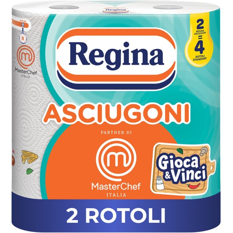 Regina Asciugoni, 2 Rotoli di Carta Cucina a 2 Veli - 2 Rotoli