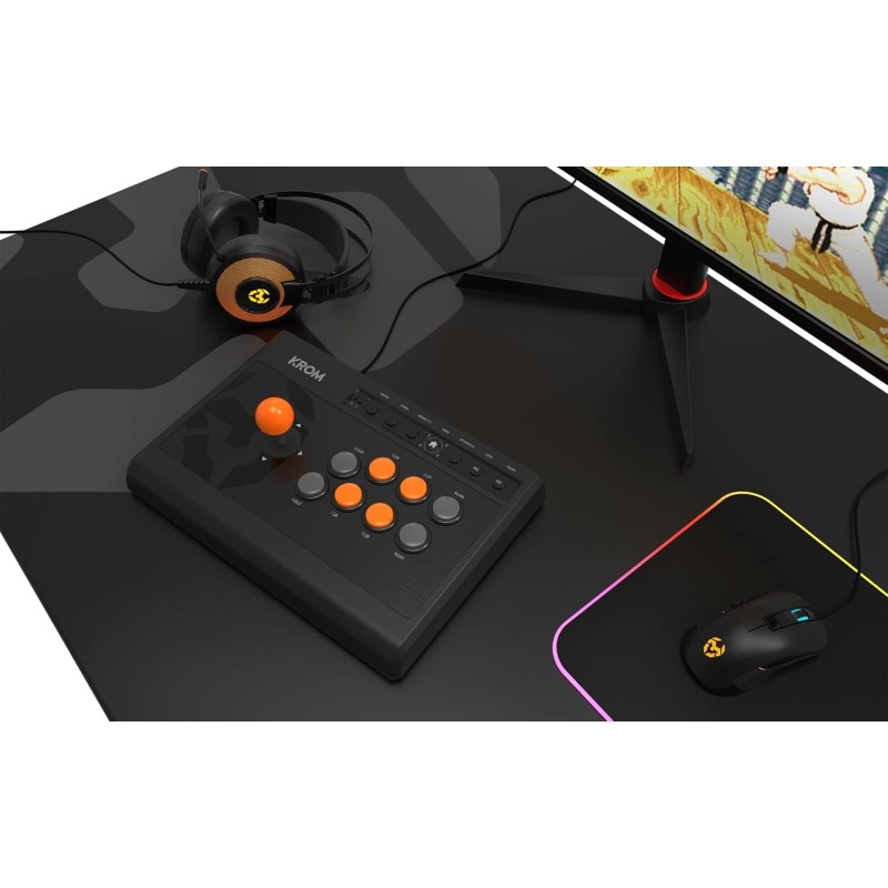 KROM Game controller KUMITE -NXKROMKMT- Gamepad Arcade multipiattaforma, Fighting Stick, compatibile PC, PS3, PS4 è XBOX One, Nero