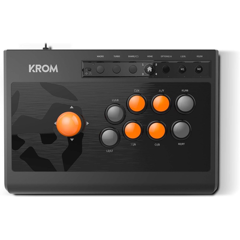 KROM Game controller KUMITE -NXKROMKMT- Gamepad Arcade multipiattaforma, Fighting Stick, compatibile PC, PS3, PS4 è XBOX One, Nero