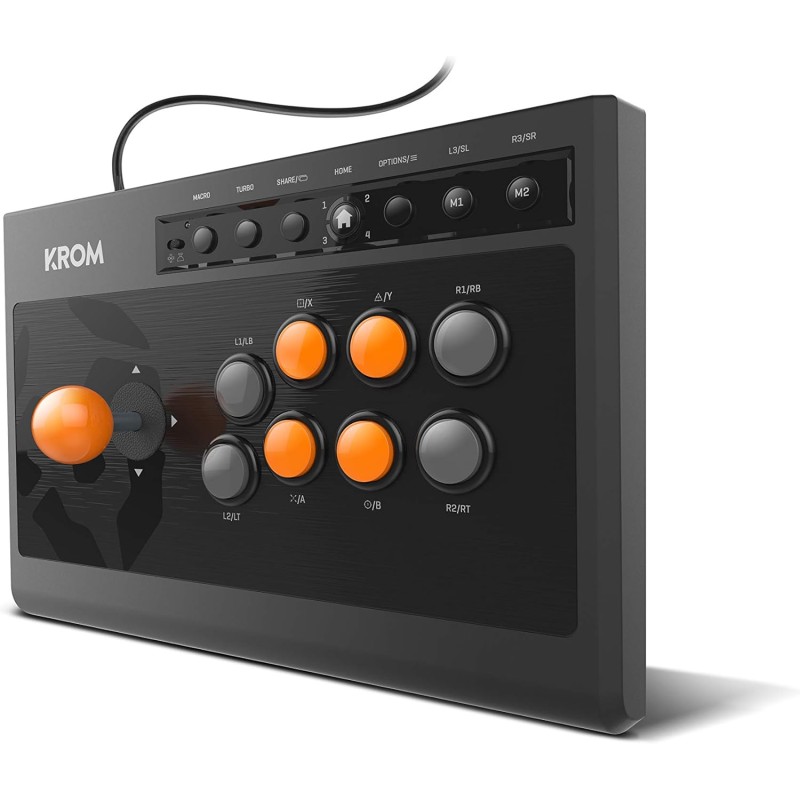 KROM Game controller KUMITE -NXKROMKMT- Gamepad Arcade multipiattaforma, Fighting Stick, compatibile PC, PS3, PS4 è XBOX One, Nero