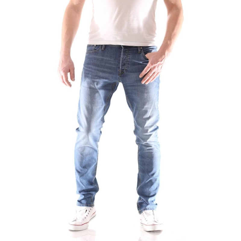 JACK & JONES Jeans Slim Fit a Vita Bassa. Chiusura con Patta e Bottoni. - 30W / 30L Blu Denim JACK & JONES Jeans Slim Fit a Vita Bassa. Chiusura con Patta e Bottoni. - 30W / 30L Blu Denim