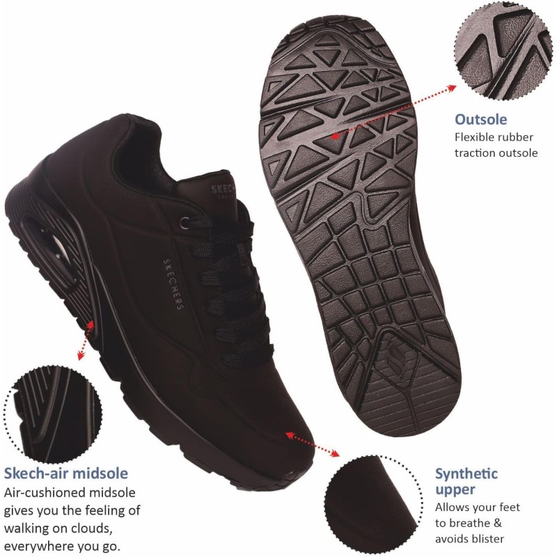 Skechers Uno Stand On Air, Scarpe da Ginnastica Uomo - 42 EU Black Durabuck Trim Skechers Uno Stand On Air, Scarpe da Ginnastica Uomo - 42 EU Black Durabuck Trim