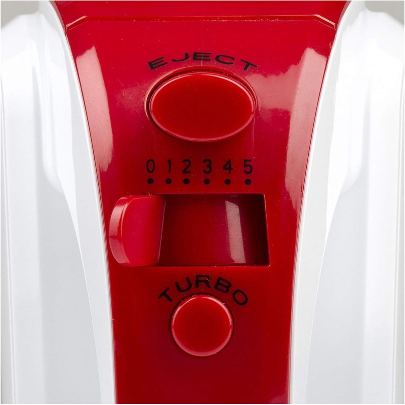 Girmi SB02 Sbattitore Elettrico, 170W, Sbattitori Inox per montare panna ed albumi, Funzione Turbo, Ganci Inox per impasti dolci e salati, 5 Velocità, Bianco/Rosso - Bianco/Rosso