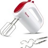 Girmi SB02 Sbattitore Elettrico, 170W, Sbattitori Inox per montare panna ed albumi, Funzione Turbo, Ganci Inox per impasti dolci e salati, 5 Velocità, Bianco/Rosso - Bianco/Rosso