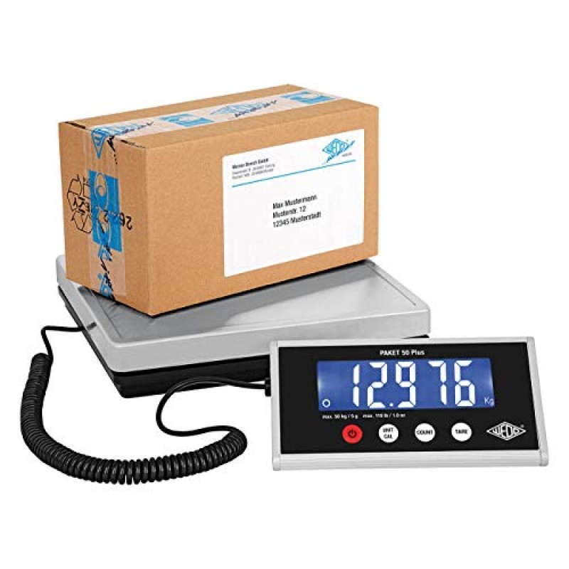 Bilancia per pacchi 50 Plus 50 kg/5 g incl. alimentatore di rete, argento/nero