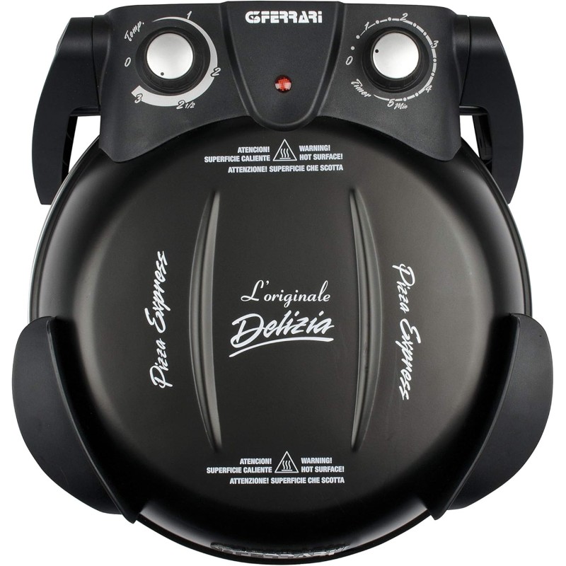 G3 Ferrari G1000610 Pizza Express Delizia, Forno Pizza, 1200 W, Termostato regolabile 400°C, Pizza fragrante in 5 minuti, Doppia resistenza riscaldante, Ricettario e Palette inclusi Nero - Nero G3 Ferrari G1000610 Pizza Express Delizia, Forno Pizza, 1200 W, Termostato regolabile 400°C, Pizza fragrante in 5 minuti, Doppia resistenza riscaldante, Ricettario e Palette inclusi Nero - Nero