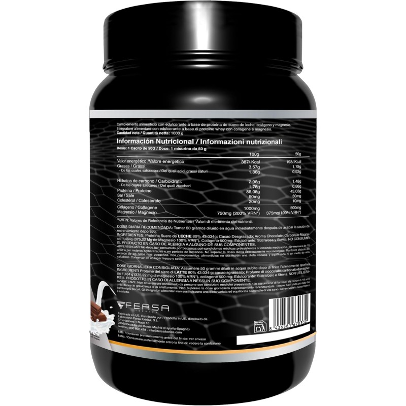 Healthy FUSION Whey protein 100% pura | Proteine whey + collagene + magnesio | Proteine del siero di latte isolate per lo sviluppo muscolare | Massa muscolare pulita | 1000 g (Cioccolato) Healthy FUSION Whey protein 100% pura | Proteine whey + collagene + magnesio | Proteine del siero di latte isolate per lo sviluppo muscolare | Massa muscolare pulita | 1000 g (Cioccolato)