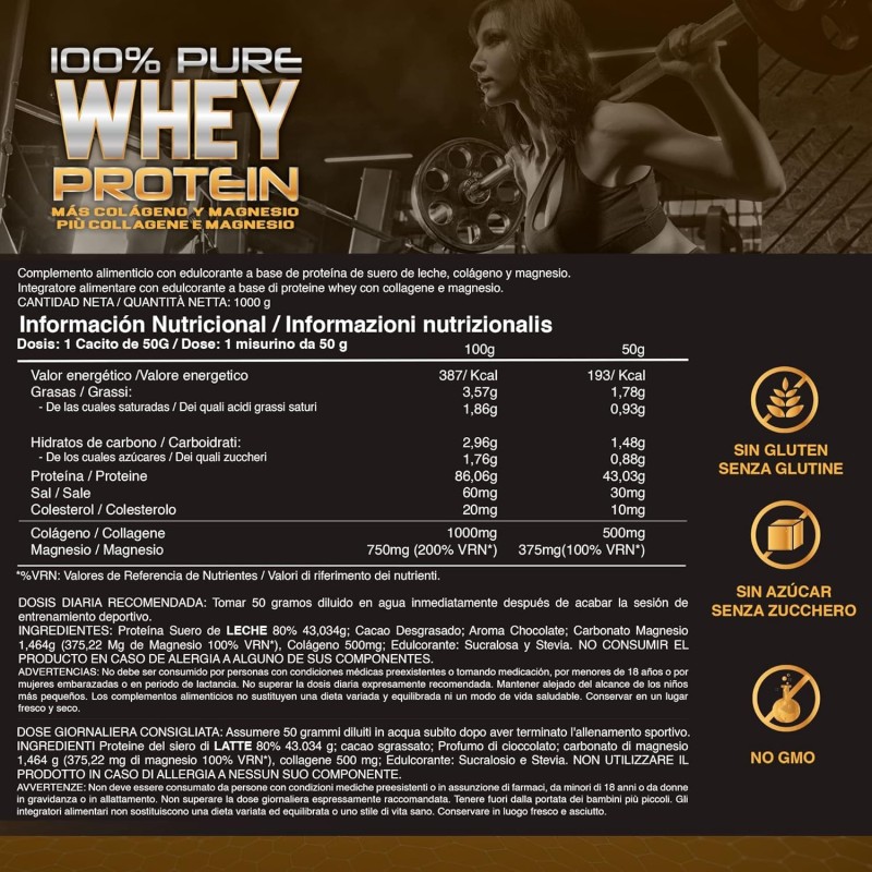 Healthy FUSION Whey protein 100% pura | Proteine whey + collagene + magnesio | Proteine del siero di latte isolate per lo sviluppo muscolare | Massa muscolare pulita | 1000 g (Cioccolato) Healthy FUSION Whey protein 100% pura | Proteine whey + collagene + magnesio | Proteine del siero di latte isolate per lo sviluppo muscolare | Massa muscolare pulita | 1000 g (Cioccolato)