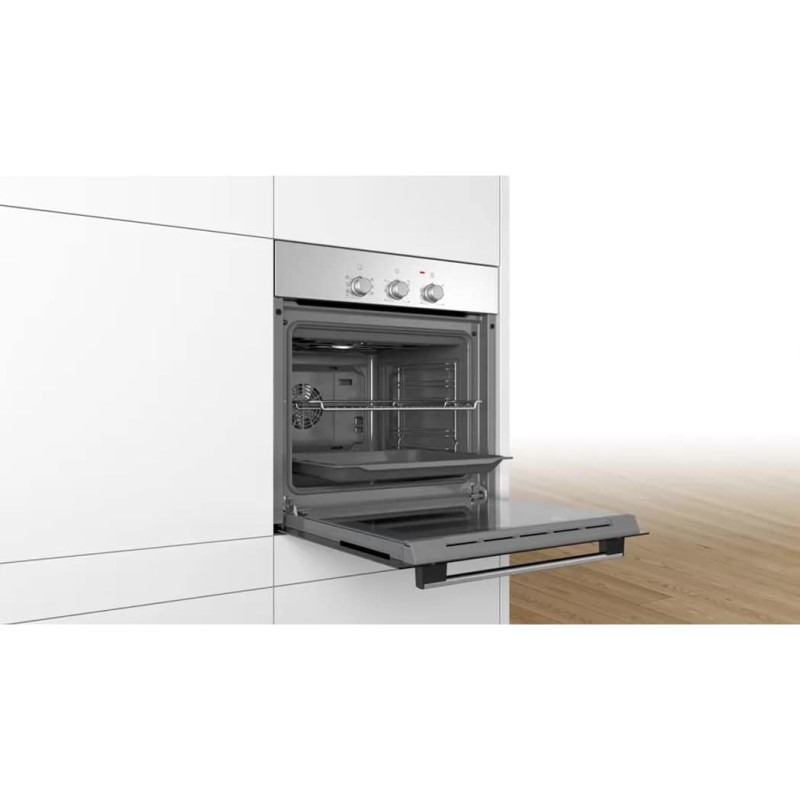 Bosch HBF011BR0 Serie 2, Forno da incasso, Aria Calda 3D: Cottura uniforme fino a 3 livelli, 3 manopole, Acciaio, Configurazione: A, 60 x 60 cm - Serie 2 Inox Bosch HBF011BR0 Serie 2, Forno da incasso, Aria Calda 3D: Cottura uniforme fino a 3 livelli, 3 manopole, Acciaio, Configurazione: A, 60 x 60 cm - Serie 2 Inox