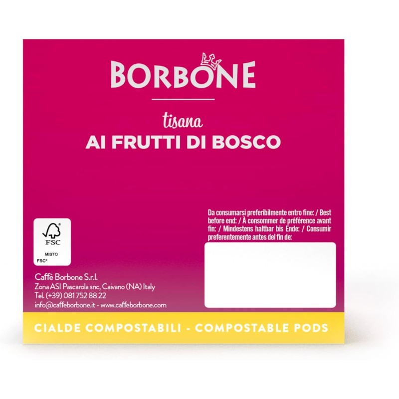 Caffè Borbone Tisana ai Frutti di Bosco - 72 cialde (4 astucci da 18 cialde) - Sistema ESE - Tisana ai Frutti di Bosco