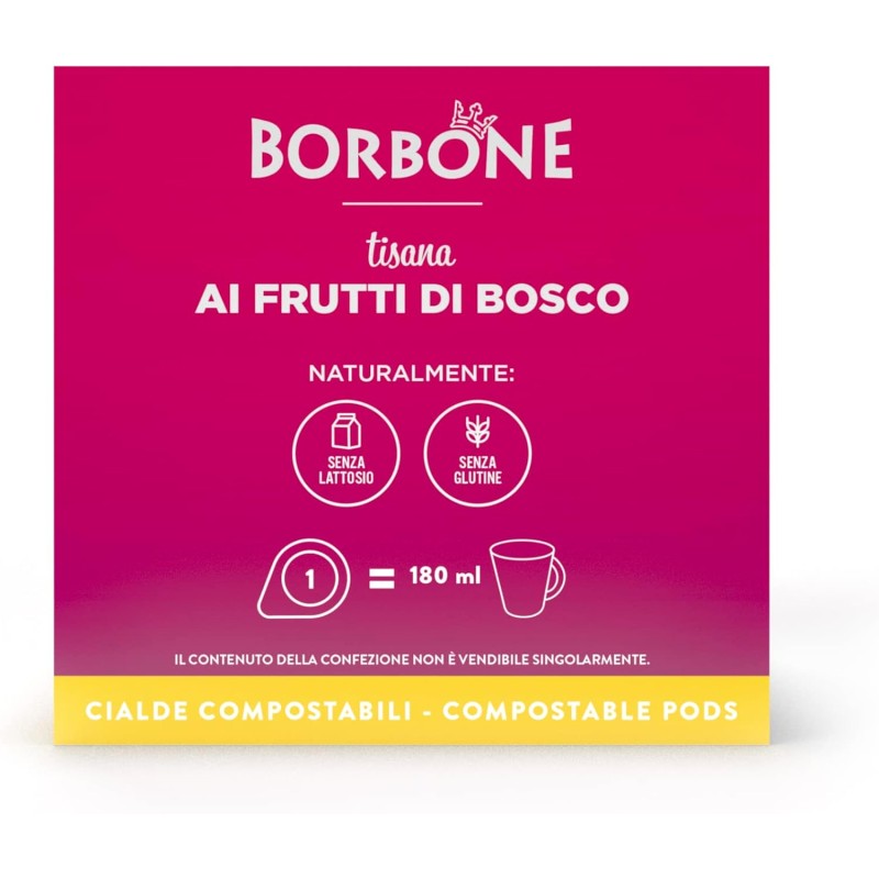 Caffè Borbone Tisana ai Frutti di Bosco - 72 cialde (4 astucci da 18 cialde) - Sistema ESE - Tisana ai Frutti di Bosco