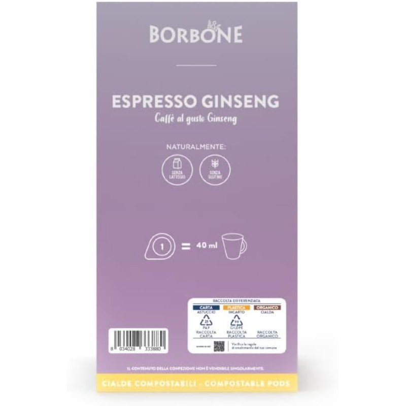 Caffè Borbone Espresso Ginseng - 72 cialde (4 astucci da 18 cialde) - Sistema ESE - Espresso Ginseng