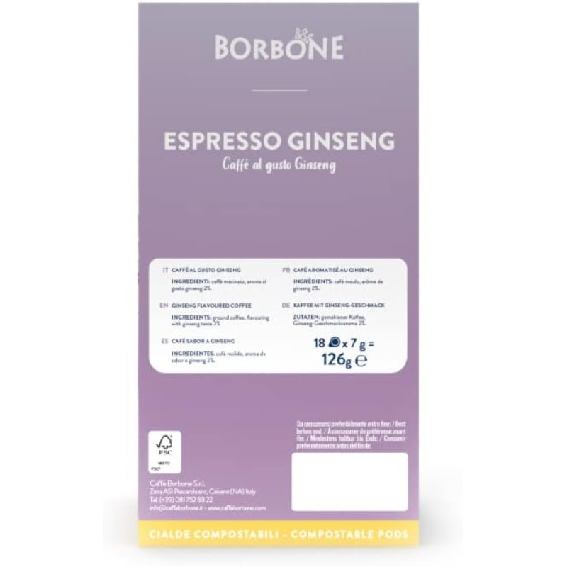 Caffè Borbone Espresso Ginseng - 72 cialde (4 astucci da 18 cialde) - Sistema ESE - Espresso Ginseng
