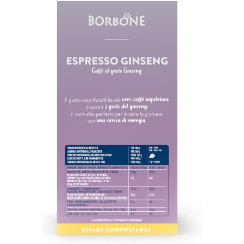 Caffè Borbone Espresso Ginseng - 72 cialde (4 astucci da 18 cialde) - Sistema ESE - Espresso Ginseng