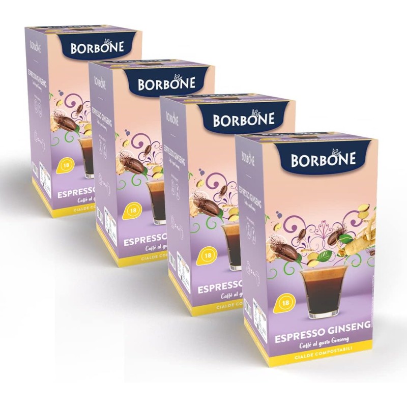 Caffè Borbone Espresso Ginseng - 72 cialde (4 astucci da 18 cialde) - Sistema ESE - Espresso Ginseng