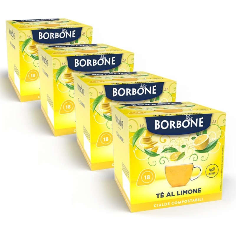 Caffè Borbone Tè al Limone - 72 cialde (4 astucci da 18 cialde) - Sistema ESE - Tè al Limone