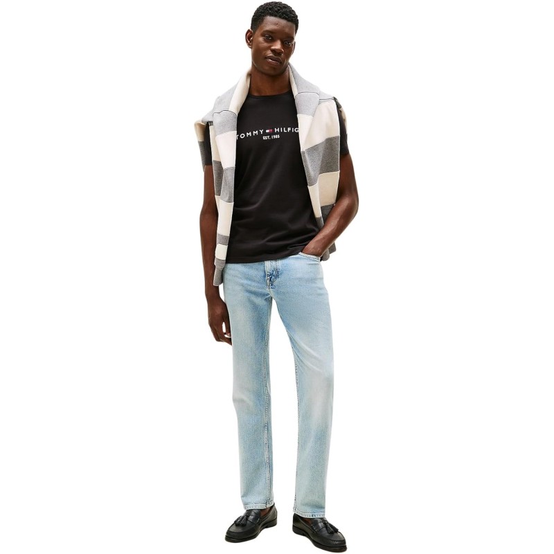 Tommy Hilfiger Uomo T-Shirt Maniche Corte Core Tommy Logo Scollo Rotondo - XL Nero (Jet Black) Tommy Hilfiger Uomo T-Shirt Maniche Corte Core Tommy Logo Scollo Rotondo - XL Nero (Jet Black)