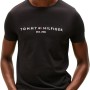 Tommy Hilfiger Uomo T-Shirt Maniche Corte Core Tommy Logo Scollo Rotondo - M Nero (Jet Black)
