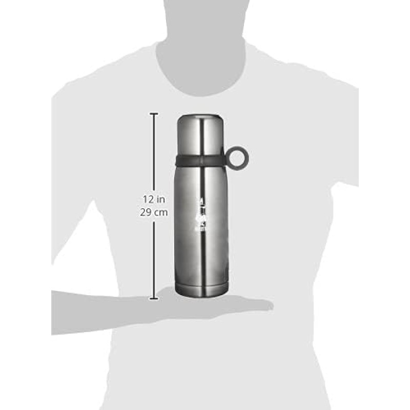 Bialetti To Go Bottiglia Termica con Coperchio-Tazza, con Doppia Parete, Mantiene Il Caldo per 12 h e Il Freddo per 24 h, Capacità 460 ml, Acciaio, Grigio Scuro - Grigio Scuro