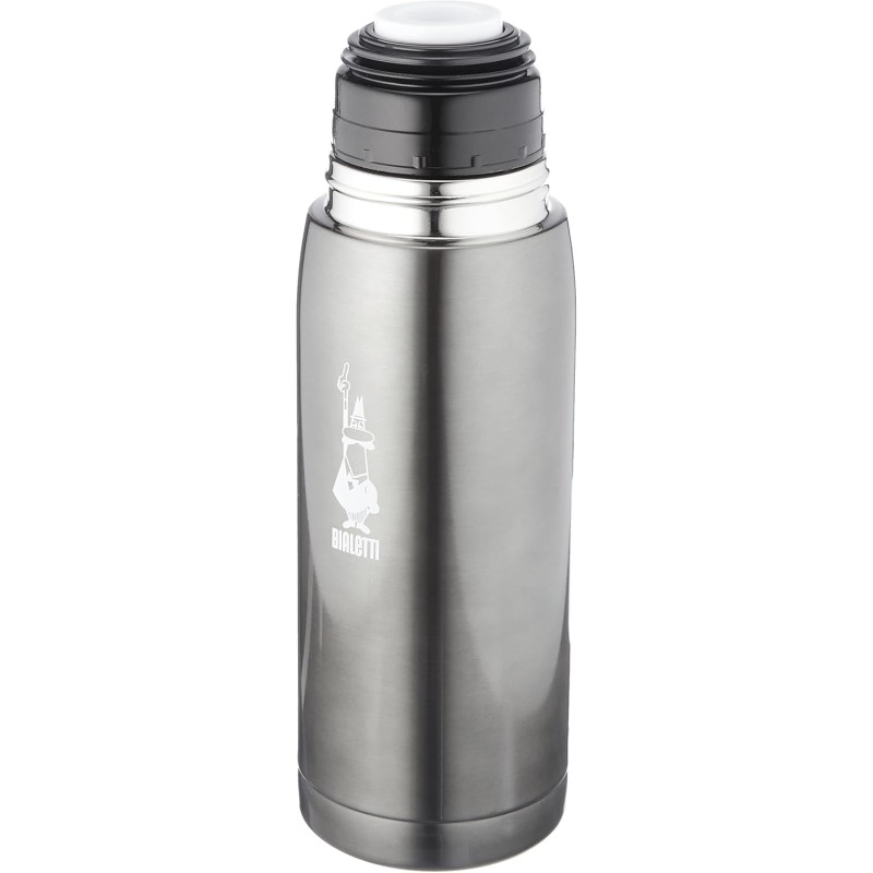 Bialetti To Go Bottiglia Termica con Coperchio-Tazza, con Doppia Parete, Mantiene Il Caldo per 12 h e Il Freddo per 24 h, Capacità 460 ml, Acciaio, Grigio Scuro - Grigio Scuro