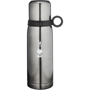 Bialetti To Go Bottiglia Termica con Coperchio-Tazza, con Doppia Parete, Mantiene Il Caldo per 12 h e Il Freddo per 24 h, Capacità 460 ml, Acciaio, Grigio Scuro - Grigio Scuro