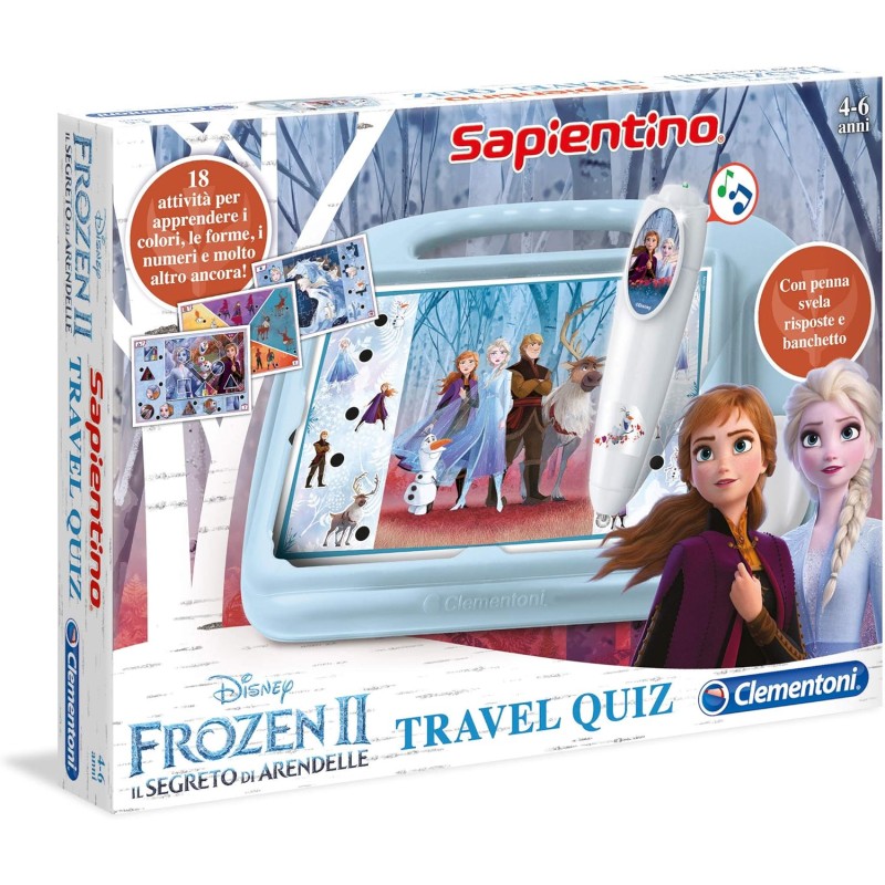 Clementoni - 16186 - Sapientino - Travel Quiz Disney Frozen 2, Penna interattiva, elettronico parlante, Gioco educativo Bambini 4 Anni, batterie Incluse (Versione in Italiano)