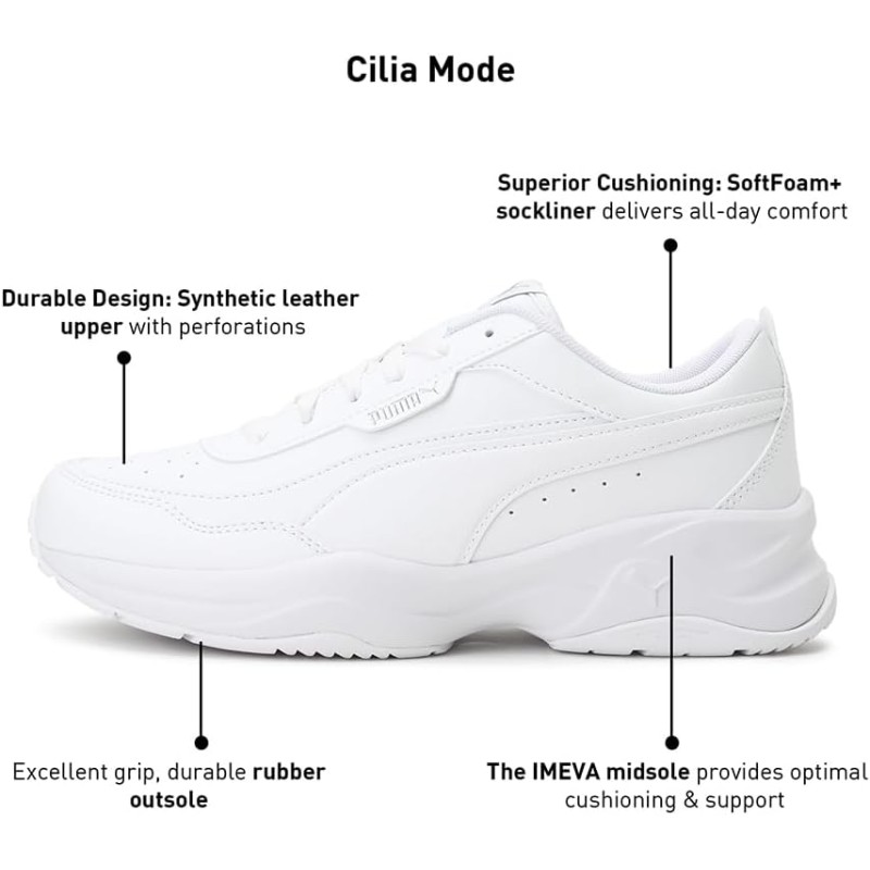 PUMA Cilia Mode, Sneaker Donna - 40 EU Puma White Puma Silver PUMA Cilia Mode, Sneaker Donna - 40 EU Puma White Puma Silver