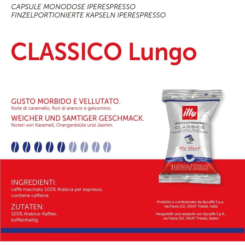 illy Capsule Caffè Iperespresso Tostato Classico Lungo, Confezione da 100 Capsule illy Capsule Caffè Iperespresso Tostato Classico Lungo, Confezione da 100 Capsule