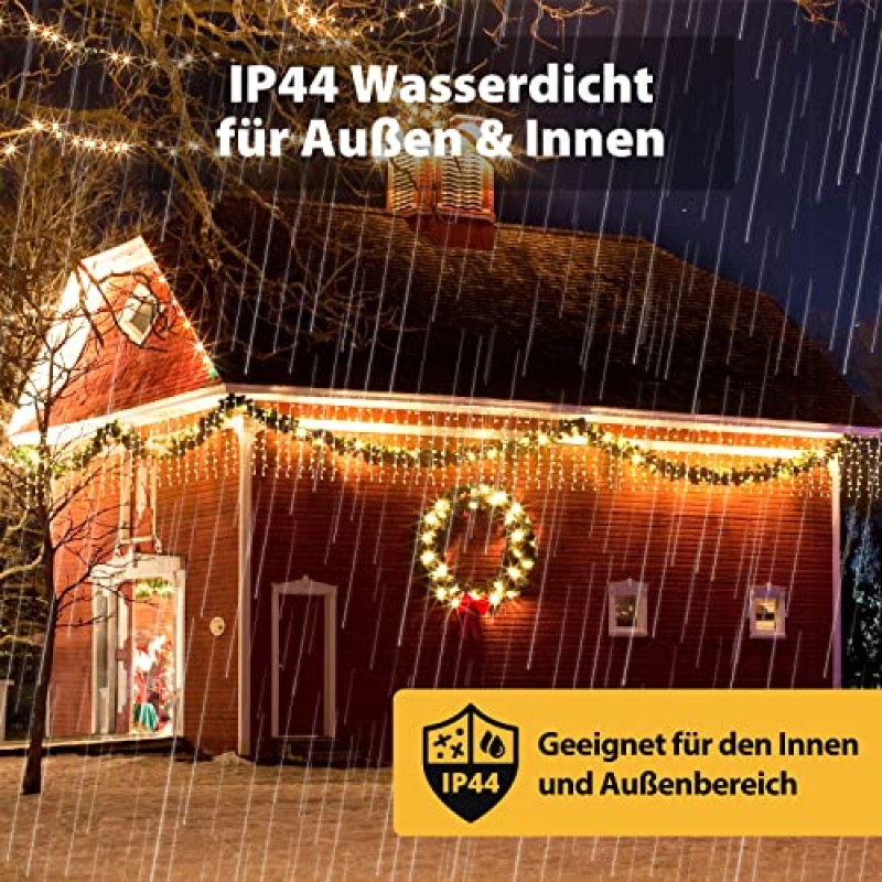 SALCAR 6m x 1m LED Tenda con Catena di Luci, Catena luminosa 300 Leds 9 modalità impermeabile decorazione per Decorazioni Natale - Bianco Caldo - 6*1m Bianco Caldo