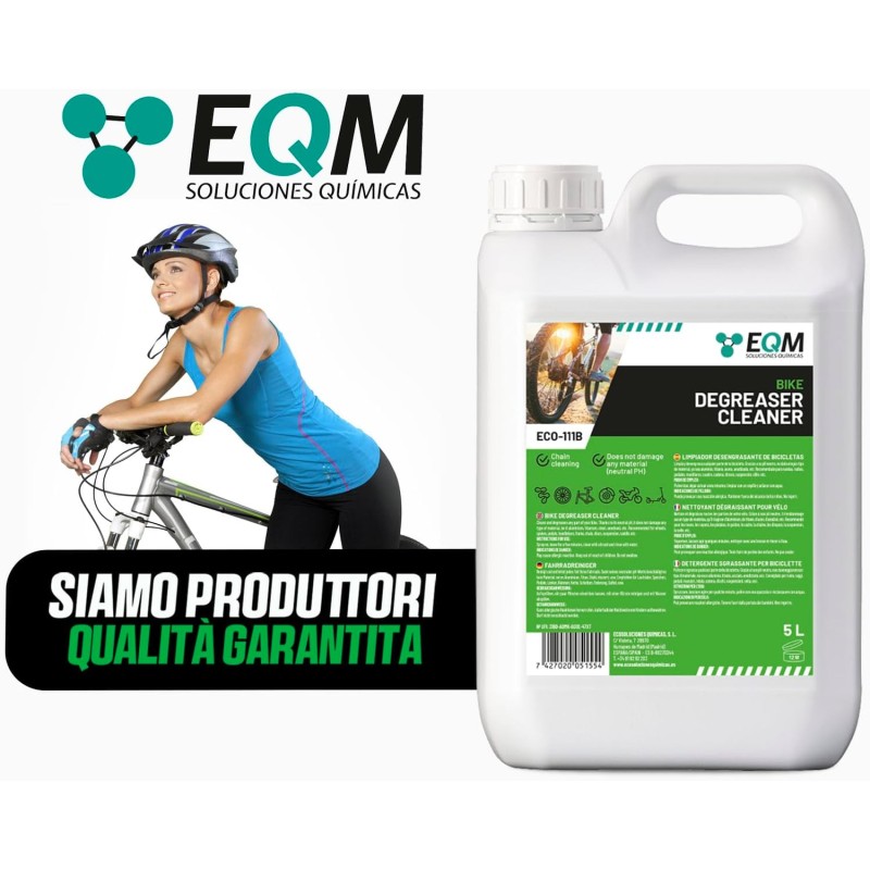EQM - ECO-111B - Sgrassatore Neutro per Biciclette - 5L - Adatto per qualsiasi materiale (Alluminio, titanio, acciaio, anodizzato…) - Sgrassatore per catene - 5 l (Confezione da 1)
