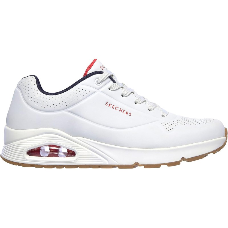 Skechers Uno Stand On Air, Scarpe da Ginnastica Uomo - 42.5 EU White Durabuck Navy Red Trim Skechers Uno Stand On Air, Scarpe da Ginnastica Uomo - 42.5 EU White Durabuck Navy Red Trim
