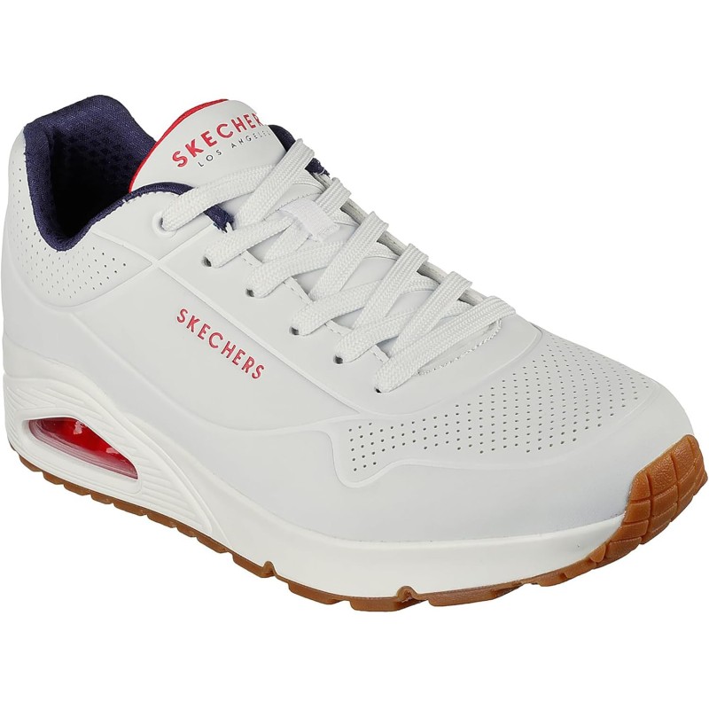 Skechers Uno Stand On Air, Scarpe da Ginnastica Uomo - 42.5 EU White Durabuck Navy Red Trim Skechers Uno Stand On Air, Scarpe da Ginnastica Uomo - 42.5 EU White Durabuck Navy Red Trim