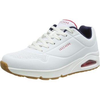 Skechers Uno Stand On Air, Scarpe da Ginnastica Uomo - 42.5 EU White Durabuck Navy Red Trim