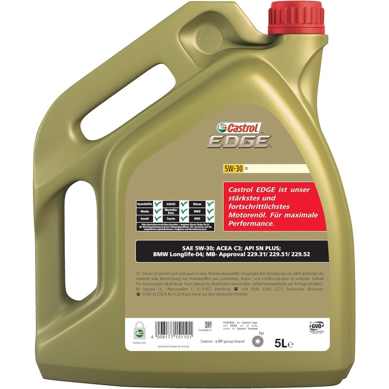 Castrol Edge - Olio per Motore 5W-30 M, da 5 l Castrol Edge - Olio per Motore 5W-30 M, da 5 l