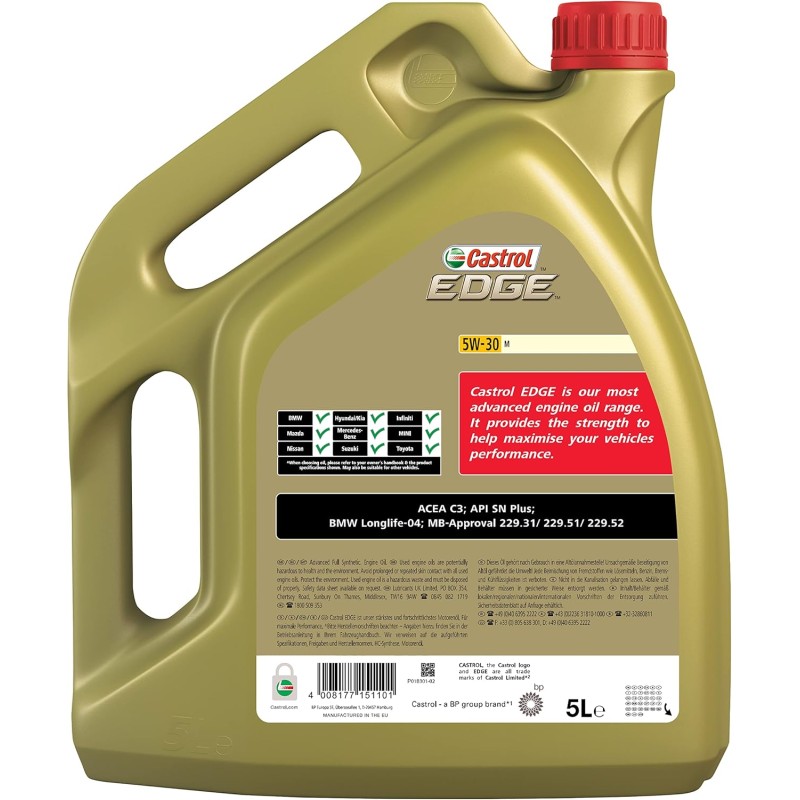 Castrol Edge - Olio per Motore 5W-30 M, da 5 l Castrol Edge - Olio per Motore 5W-30 M, da 5 l