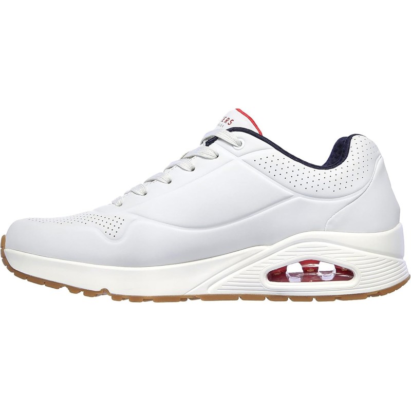 Skechers Uno Stand On Air, Scarpe da Ginnastica Uomo - 45 EU White Durabuck Navy Red Trim Skechers Uno Stand On Air, Scarpe da Ginnastica Uomo - 45 EU White Durabuck Navy Red Trim