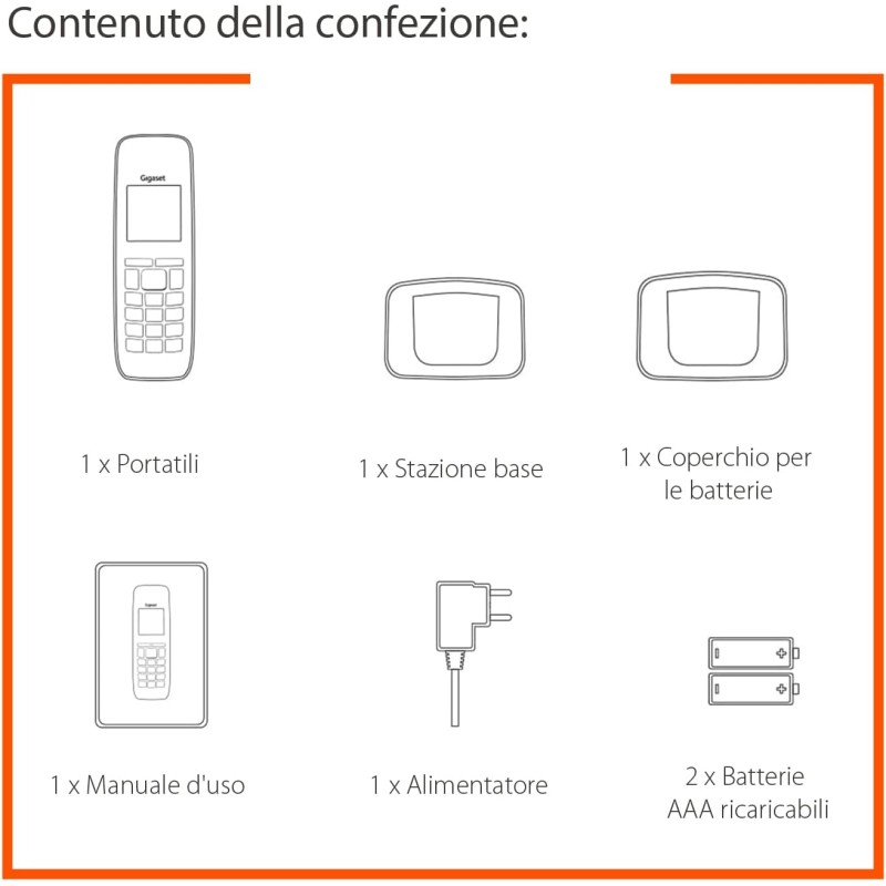 Gigaset E290, Telefono Portatile con Suonerie Forti, Numeri Grandi e Audio Potenziato, Tasti di Chiamata Rapida, Vivavoce con Volume Regolabile, Bianco [Versione Italiana] - Bianco