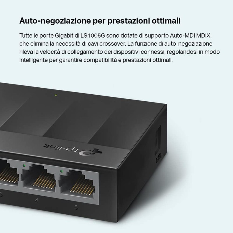 TP-Link LS1005G Switch Ethernet 5 Porte Gigabit, Sdoppiatore Ethernet, Ideale per la Casa e il Ufficio, Plug-and-Play, Funzionamento Silenzioso, Montaggio Desktop TP-Link LS1005G Switch Ethernet 5 Porte Gigabit, Sdoppiatore Ethernet, Ideale per la Casa e il Ufficio, Plug-and-Play, Funzionamento Silenzioso, Montaggio Desktop
