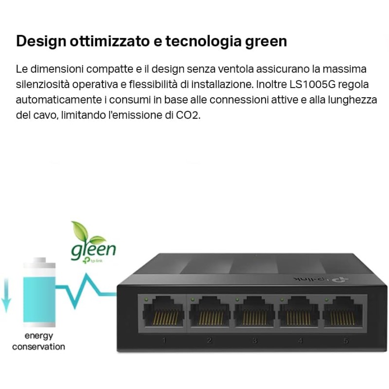 TP-Link LS1005G Switch Ethernet 5 Porte Gigabit, Sdoppiatore Ethernet, Ideale per la Casa e il Ufficio, Plug-and-Play, Funzionamento Silenzioso, Montaggio Desktop TP-Link LS1005G Switch Ethernet 5 Porte Gigabit, Sdoppiatore Ethernet, Ideale per la Casa e il Ufficio, Plug-and-Play, Funzionamento Silenzioso, Montaggio Desktop