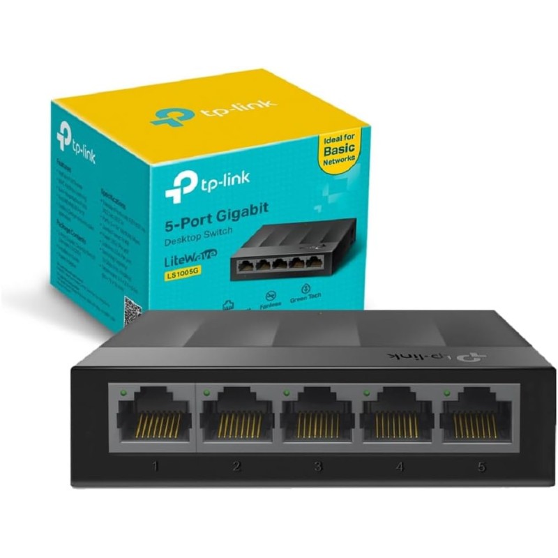 TP-Link LS1005G Switch Ethernet 5 Porte Gigabit, Sdoppiatore Ethernet, Ideale per la Casa e il Ufficio, Plug-and-Play, Funzionamento Silenzioso, Montaggio Desktop TP-Link LS1005G Switch Ethernet 5 Porte Gigabit, Sdoppiatore Ethernet, Ideale per la Casa e il Ufficio, Plug-and-Play, Funzionamento Silenzioso, Montaggio Desktop