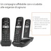 Gigaset AS690 Trio Telefono Cordless: 3 Portatili per Chiamate Interne ed Esterne in Parallelo, Vivavoce Alta Qualità, Tastiera Illuminata ed Ampio Display, Nero [Versione Italiana] - Nero