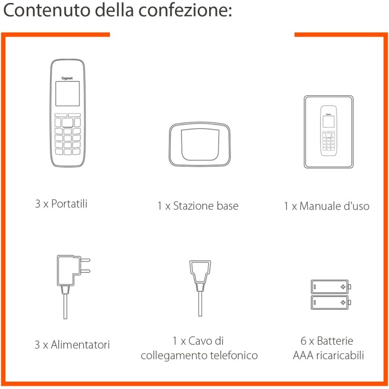 Gigaset AS690 Trio Telefono Cordless: 3 Portatili per Chiamate Interne ed Esterne in Parallelo, Vivavoce Alta Qualità, Tastiera Illuminata ed Ampio Display, Nero [Versione Italiana] - Nero