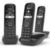 Gigaset AS690 Trio Telefono Cordless: 3 Portatili per Chiamate Interne ed Esterne in Parallelo, Vivavoce Alta Qualità, Tastiera Illuminata ed Ampio Display, Nero [Versione Italiana] - Nero